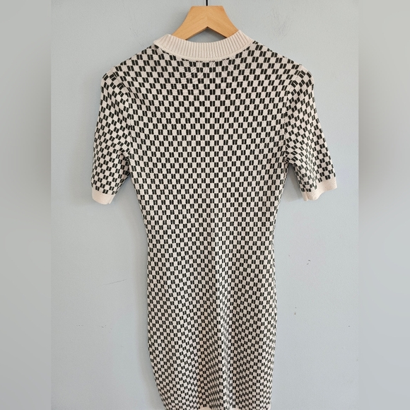 Abercrombie & Fitch Olive Green and White Checkered Sweater Mini Dress Size S - Picture 4 of 4
